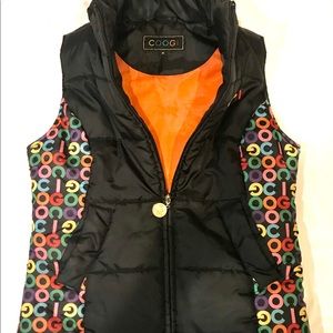 COOGI Multi-color logo Puffer Vest women’s Med